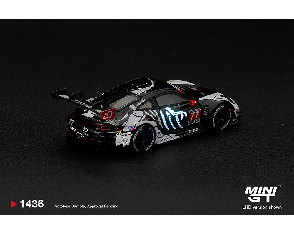 MINI GT Porsche 911 GT3 R #77 AO Racing Skeleton Rexy — product view 3